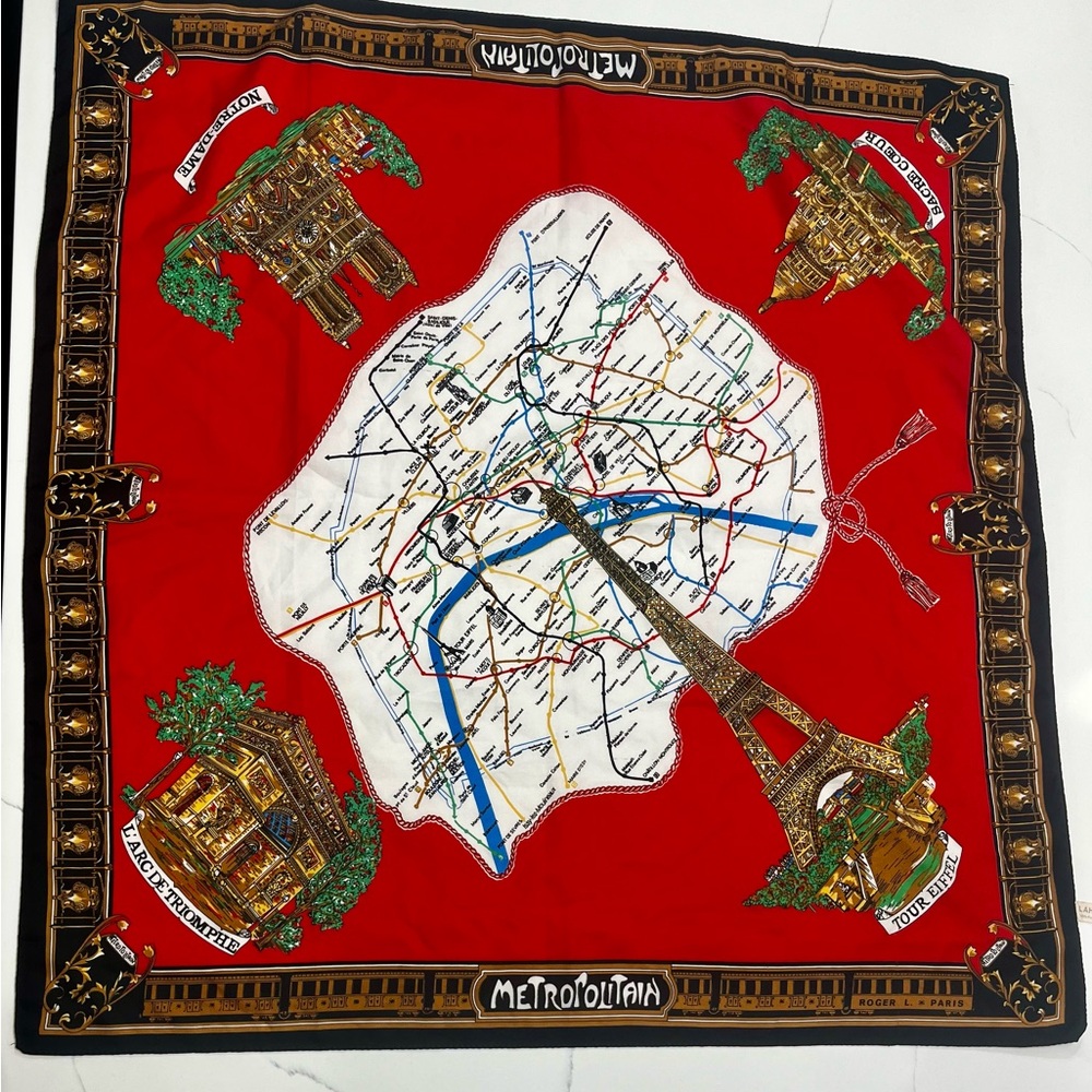 Red Parisian Map Scarf